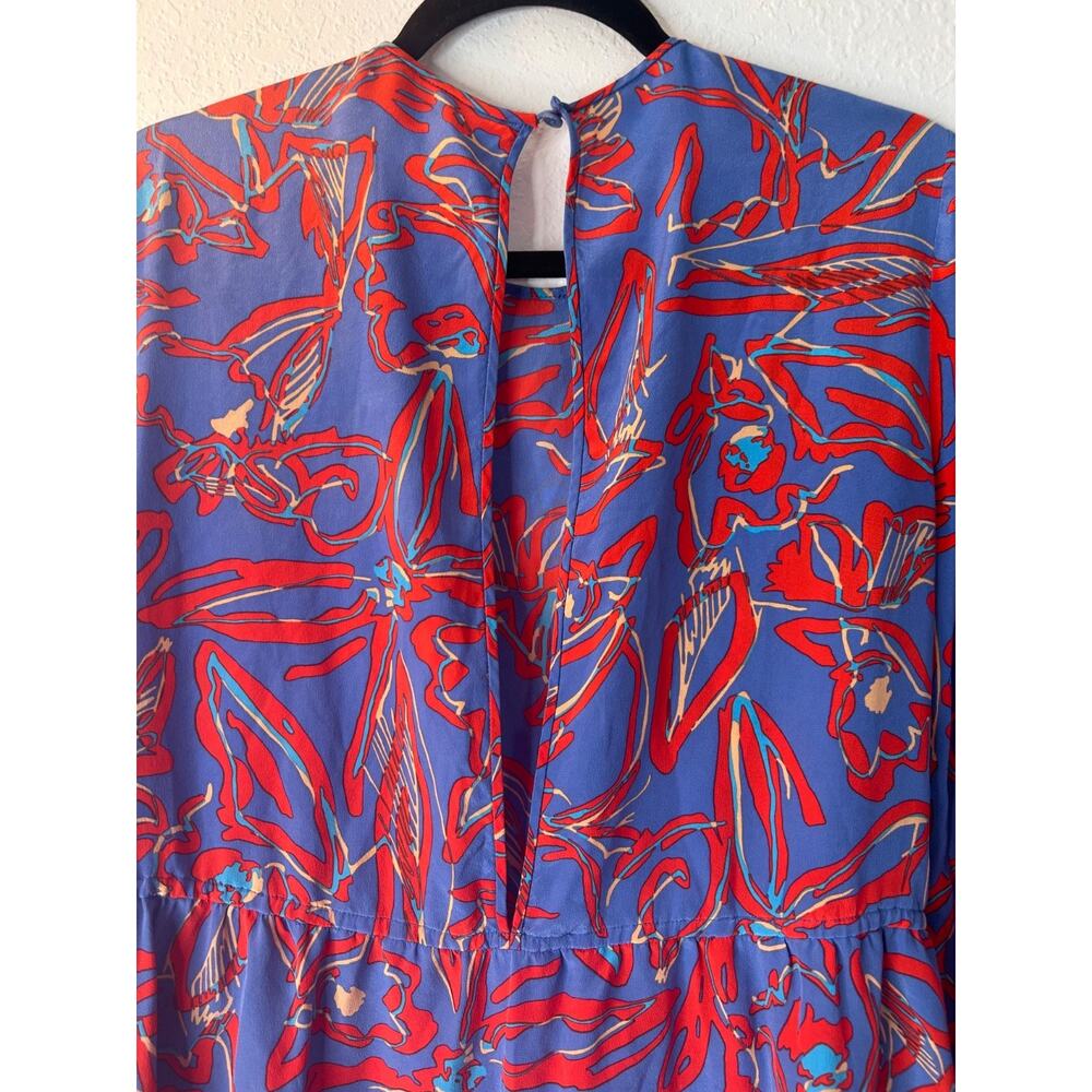 DVF Diane von Furstenberg Elsden Silk Mini Dress Size 8 Abstract Blue Red Floral - Picture 6 of 12